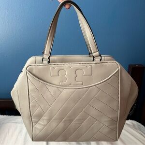 Tory Burch Alexa Satchel Concrete Gray Bag Handbag Purse